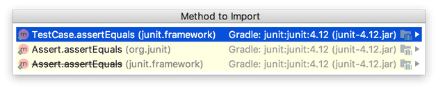 JUnit IDE Import Choices